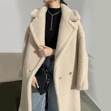 2023韩式高端冬季新款仿羊羔毛中长款毛毛大衣加厚时尚外套