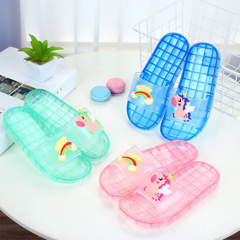 Interior Home Transparent Crystal Slippers Deodorant Summer Fashion All-Matching Cartoon Cute Adult and Children Parent-Child Shoes Tide