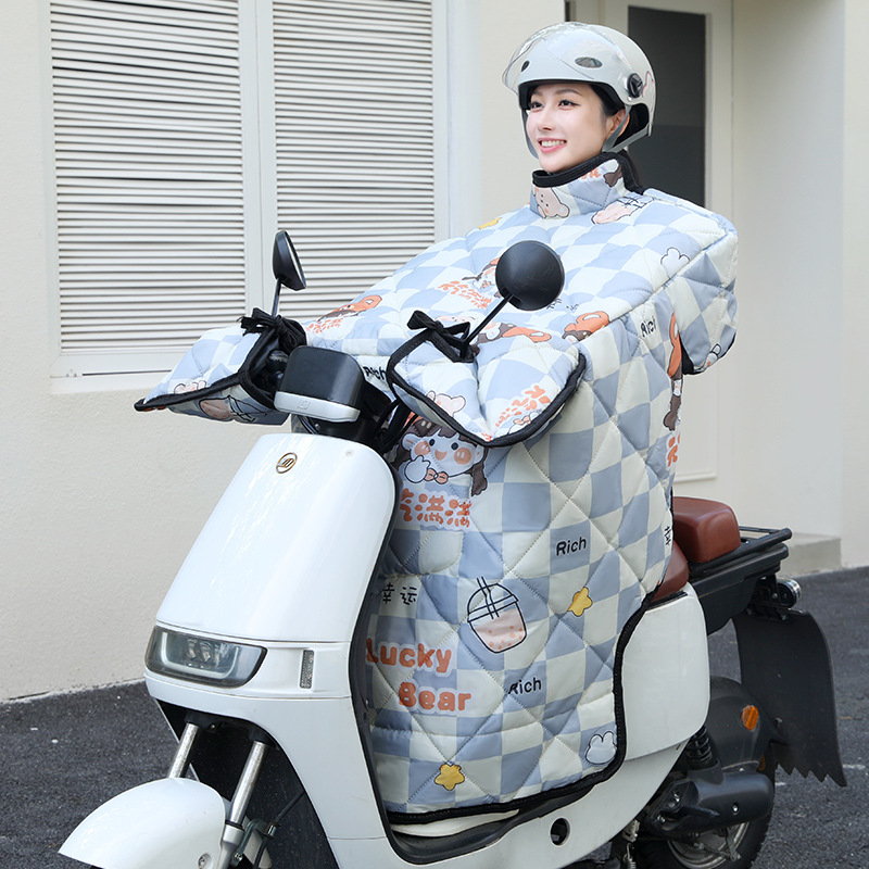 电动车挡风被冬季加绒加厚电瓶摩托车防水防风罩春秋四季通用冬款