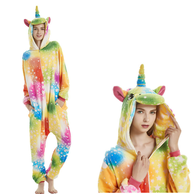 Cartoon Animal One-Piece Pajamas Colorful Tianma Bright Series New Male and Female Cute Toilet Version Home Wear Factory Direct Supply