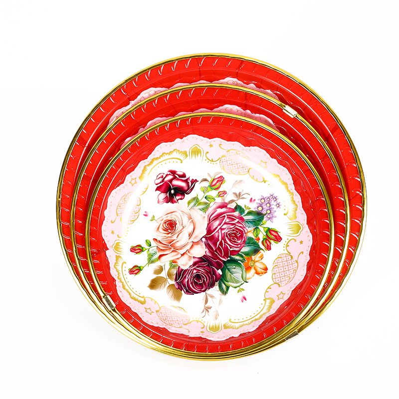 Amazon Foreign Trade Ethnic Style Plastic Tray Flowering and Fruiting Disc Household Plate Pasta Salad Dish Fruit Plate Manufacturer