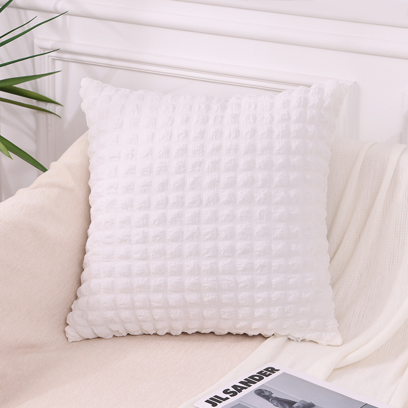 Solid Color Elastic Cream Ins Style Small Puff Pillow Cushion Bed Pillow Decorative Living Room Sofa Pillow Cases