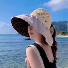 夏季新品黑胶防晒帽大檐M标夏凉帽实商遮阳帽网红直播款夏凉帽女