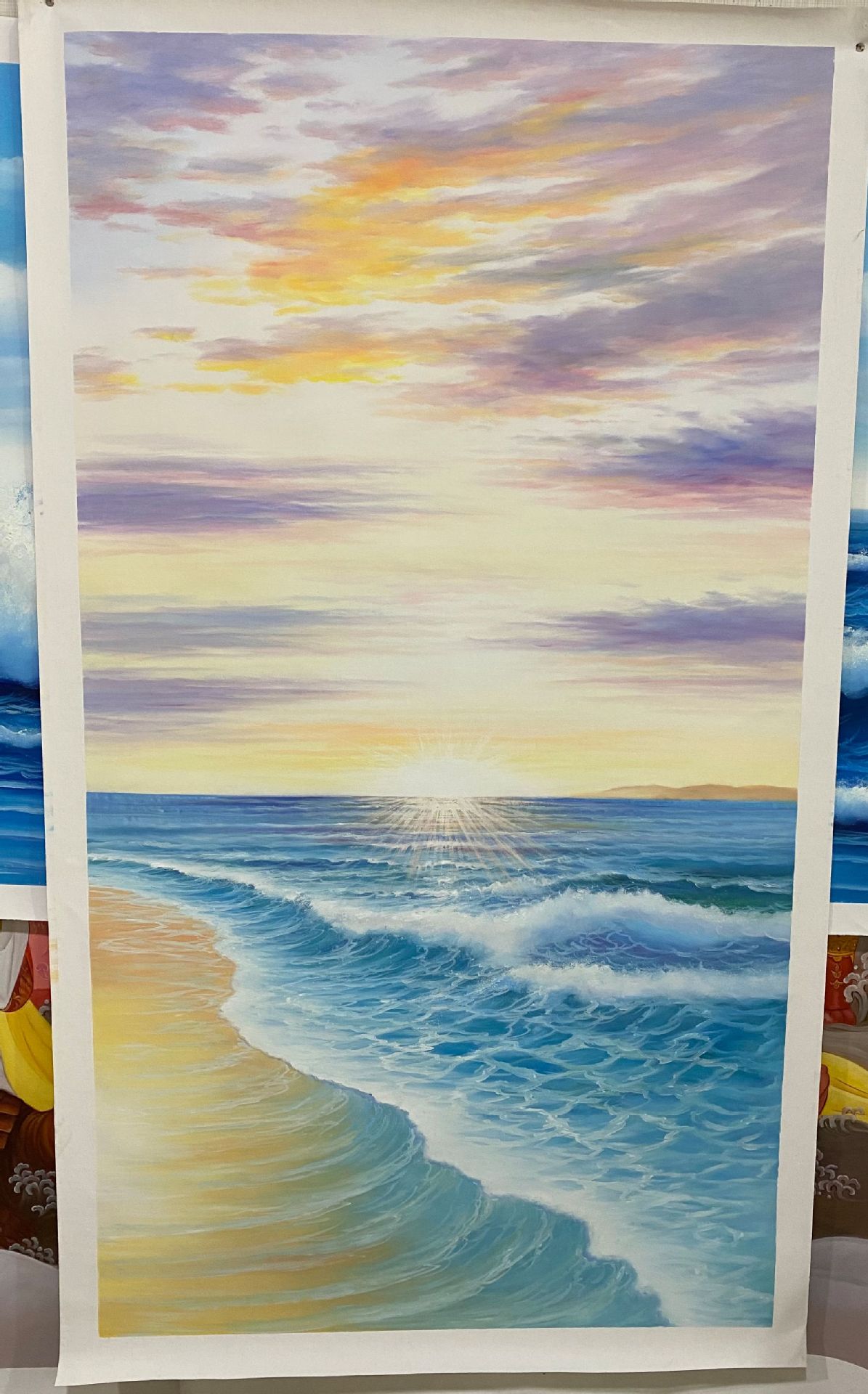 手绘油画 海浪 蒸蒸日上 办公室 餐厅 酒店 会所