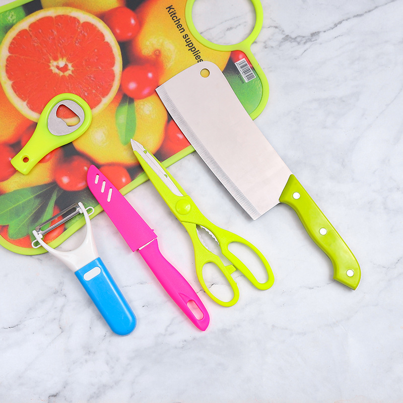 Cutting Board 5529-6pc Knife Six-Piece Set Paring Knife Fruit Knife Kitchen Knife Scissors Household Plastic Vegetable-Cutting Board Set