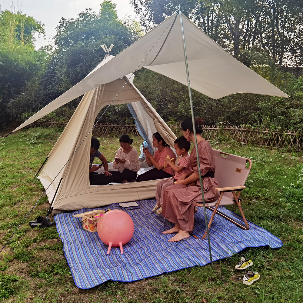 Teepee Tent Outdoor Camping Pyramid Tent Waterproof Sunshade Anti-DDoS Pagoda Tent Camping Picnic Tent