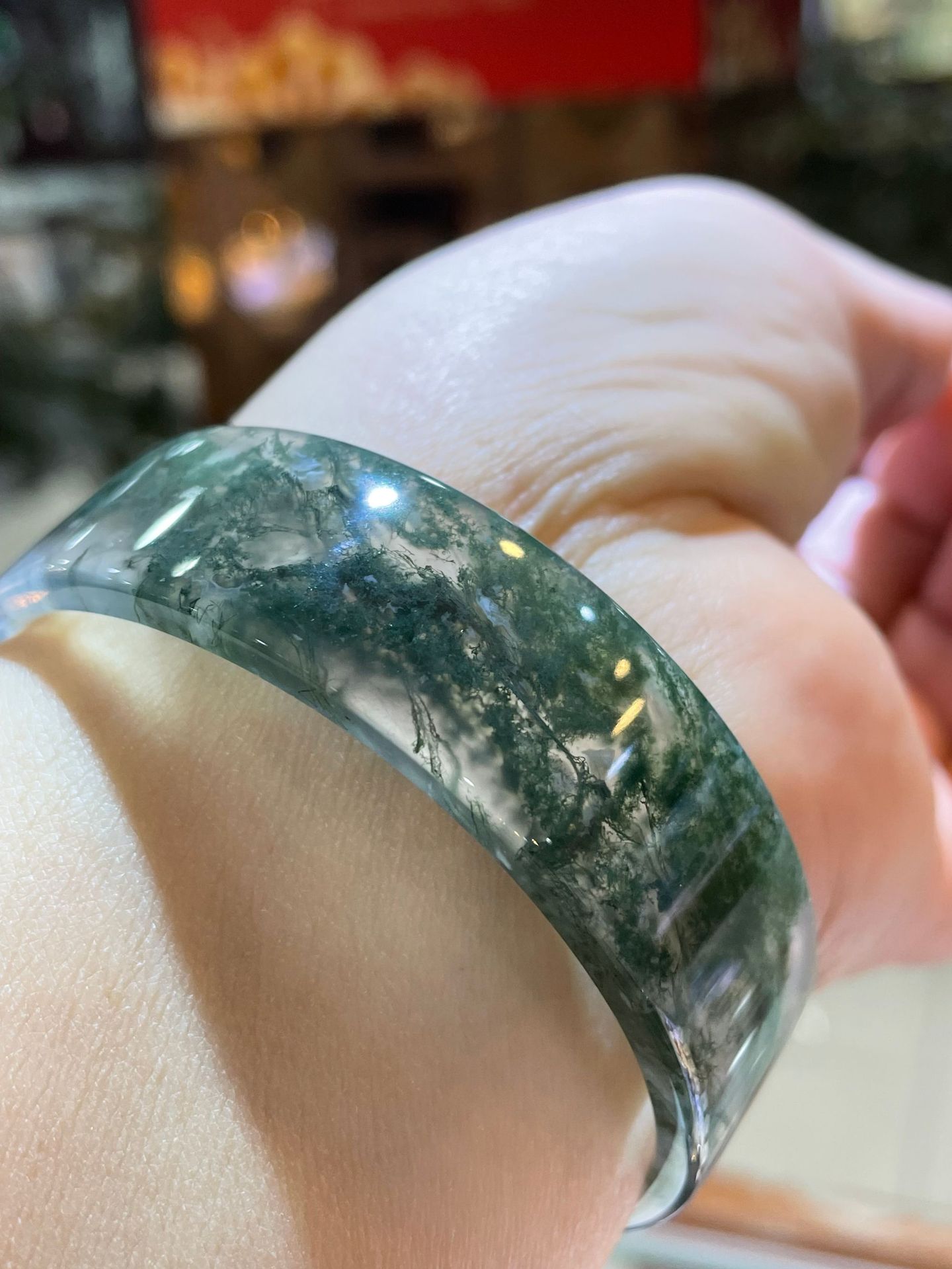 天然玛瑙水草花手镯60