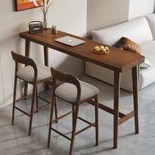 北欧实木吧台桌家用现代简约客厅隔断长条桌阳台靠墙高脚桌椅组合
