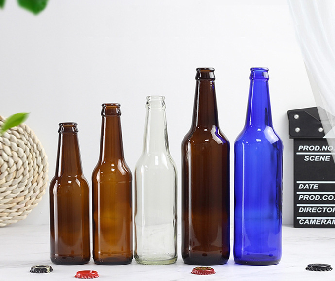 蓝色有色玻璃瓶 500ml啤酒瓶 宝石蓝色啤酒瓶 空瓶果汁饮料汽水瓶