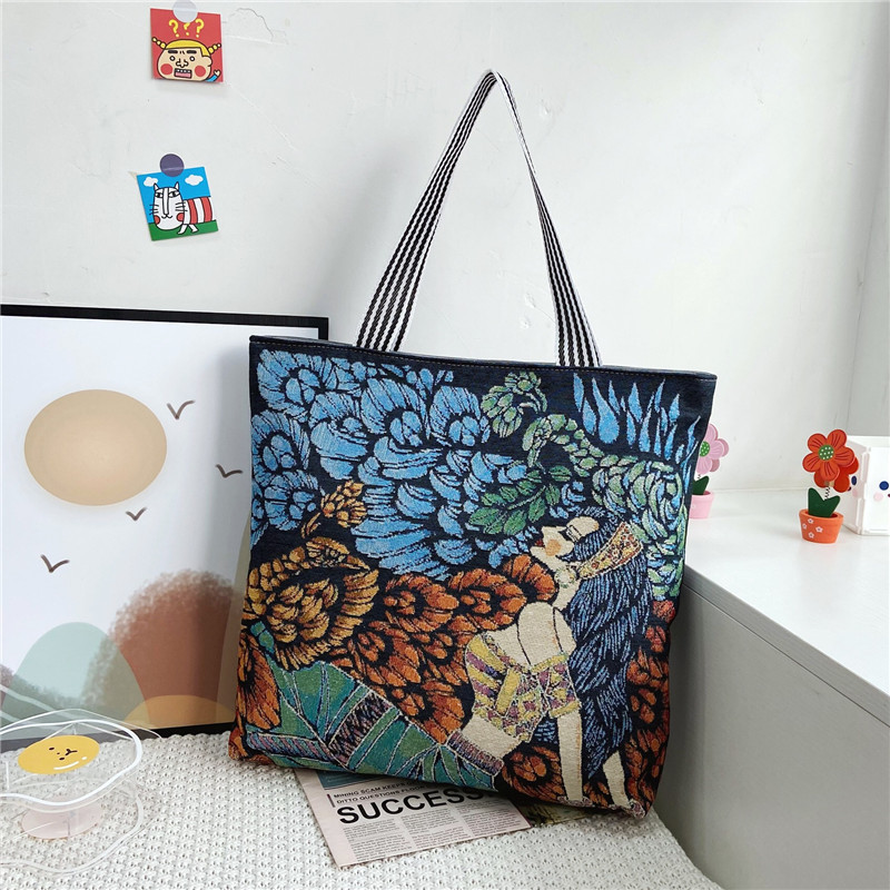 Canvas Big Bag Autumn New 2021 Korean Fashion Hand-Held Tote Cloth Bag Shoulder Large Capacity Leisure Shopping Bag