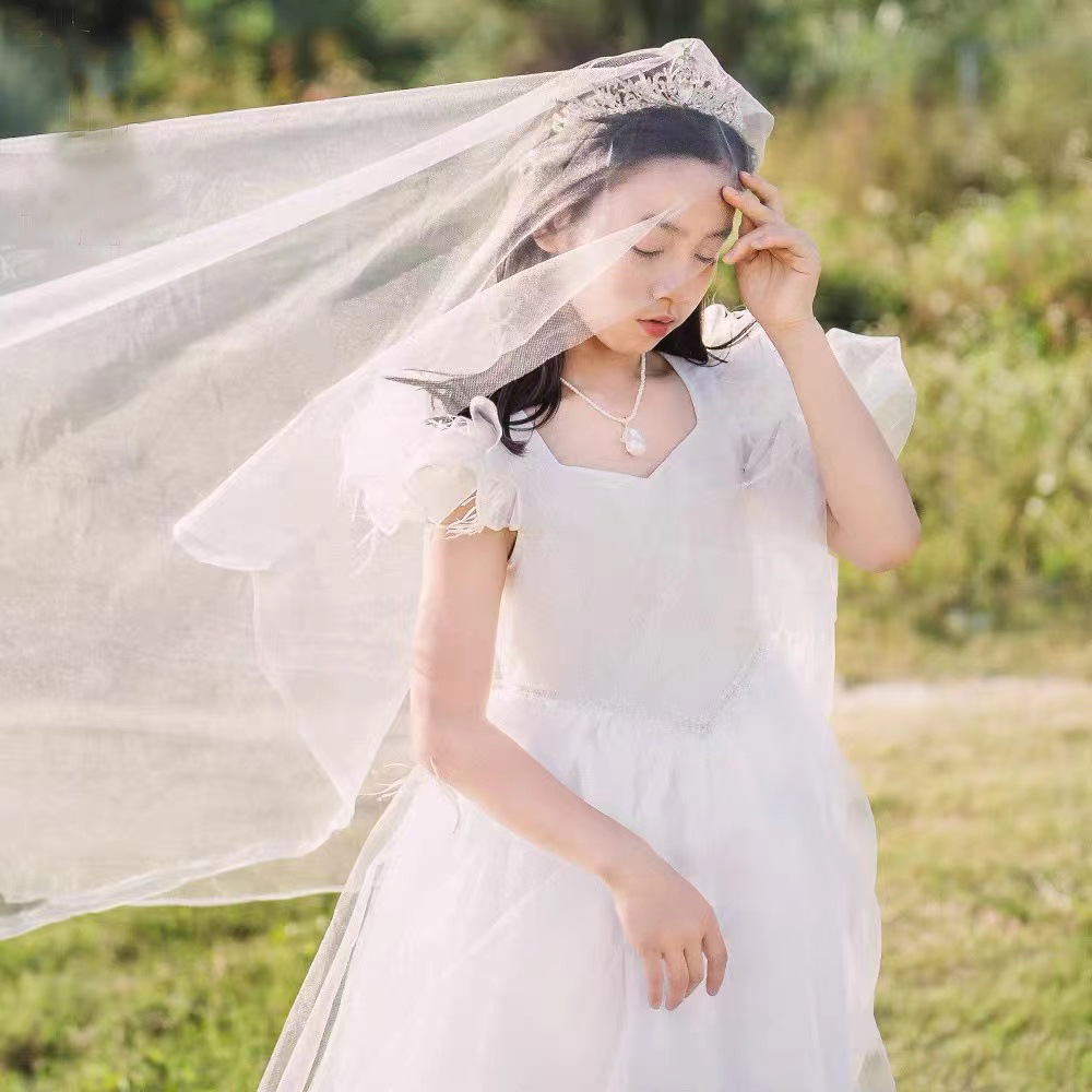 20女童超美白色羽毛礼服白天鹅公主裙 连衣裙