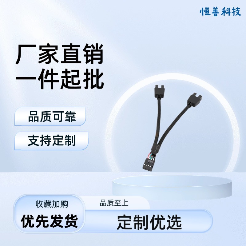 电脑主板USB 9针转双9pin针一分二 9PIN转双9PIN  USB插针HUB集线