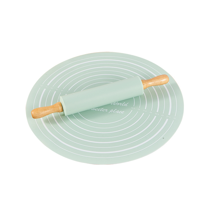 Medium-Sized Dumpling Rolling Mat Pieces Silicone Rolling Pin Set Kneading Mat Baking Mat Mat Baking Flour Pad Non-Stick