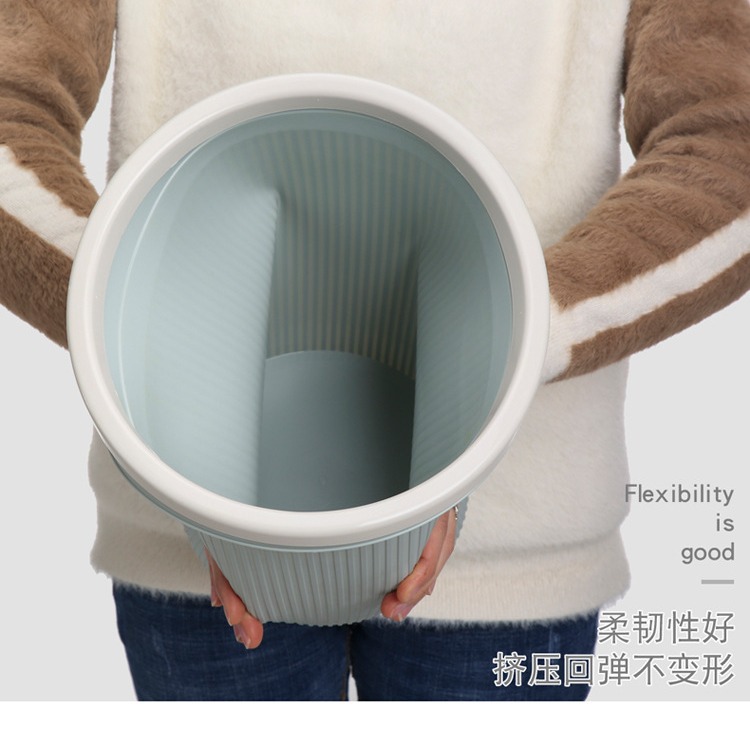 Trash Can Household Wholesale Nordic Style Thickened Large Non-Lid Pressure Ring Trash Can Living Room Bedroom Kitchen and Bathroom Paper Basket