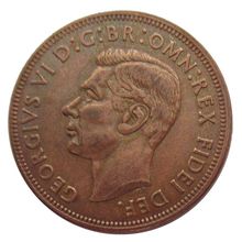 仿古工艺品英国0.5便士1949-1951紫铜材质纪念币25.8mm