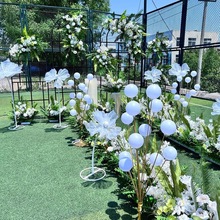 婚礼布置新款森系白色花柱婚庆路引花排背景装饰户外草坪道具