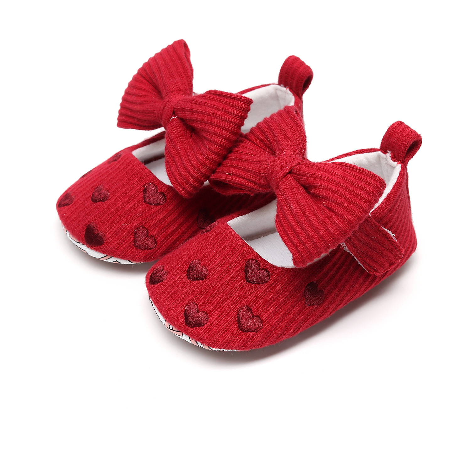 baby shoe Autumn New Embroidered Peach Heart Bow Princess Single Shoes Girls' Shoes Baby Baby Non-Slip Toddler Shoes Wholesale