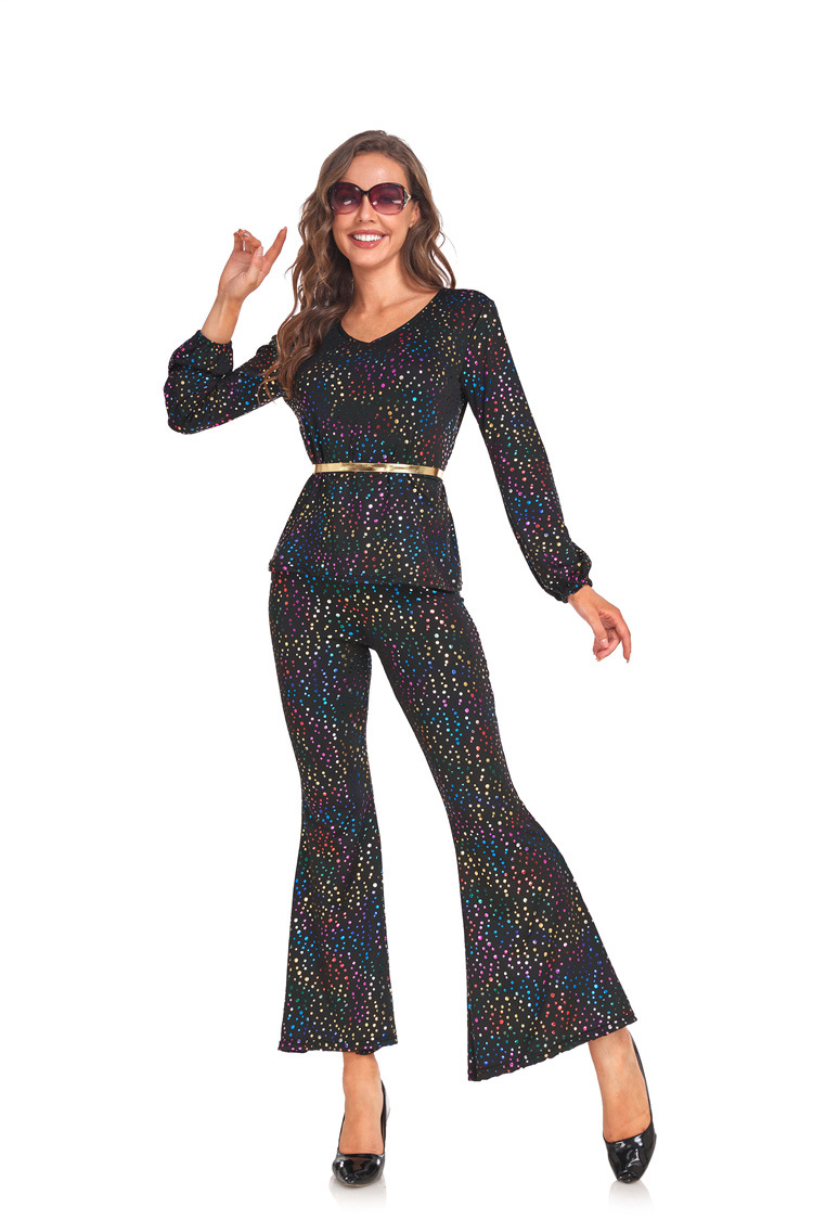 万圣节服装女士 复古60 70年代迪斯科嬉皮士演出服歌手舞台表演服