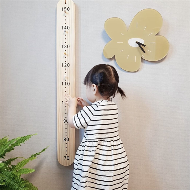 韩国ins创意儿童房身高尺宝宝测量身高尺实木可移除挂尺墙贴装饰