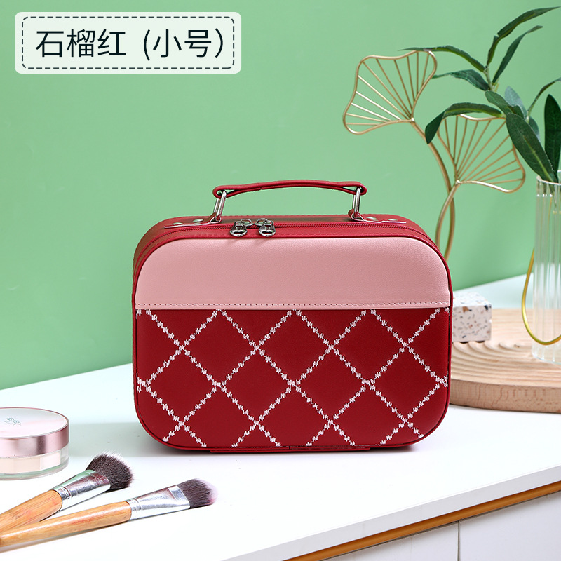 New Internet Celebrity Stitching Cosmetic Bag Women's Portable Large Capacity Ins Phoenix Storage Bag Super Popular Large and Small Portable Makeup