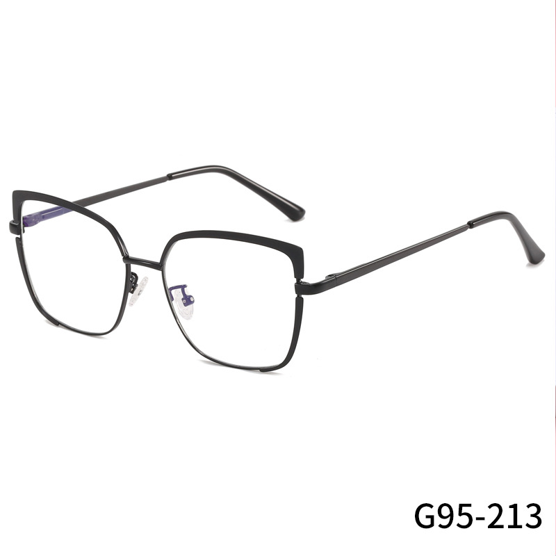 Optical Frame Metal Spectacle Frame Factory Wholesale Elegant Face-Looking Small Glasses Frame Men and Women Decoration Plain Lens