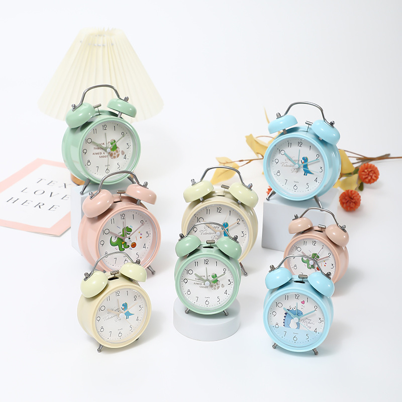 new 4-inch new student children get up alarm clock cute style ringing bell mute bedside clock with clock