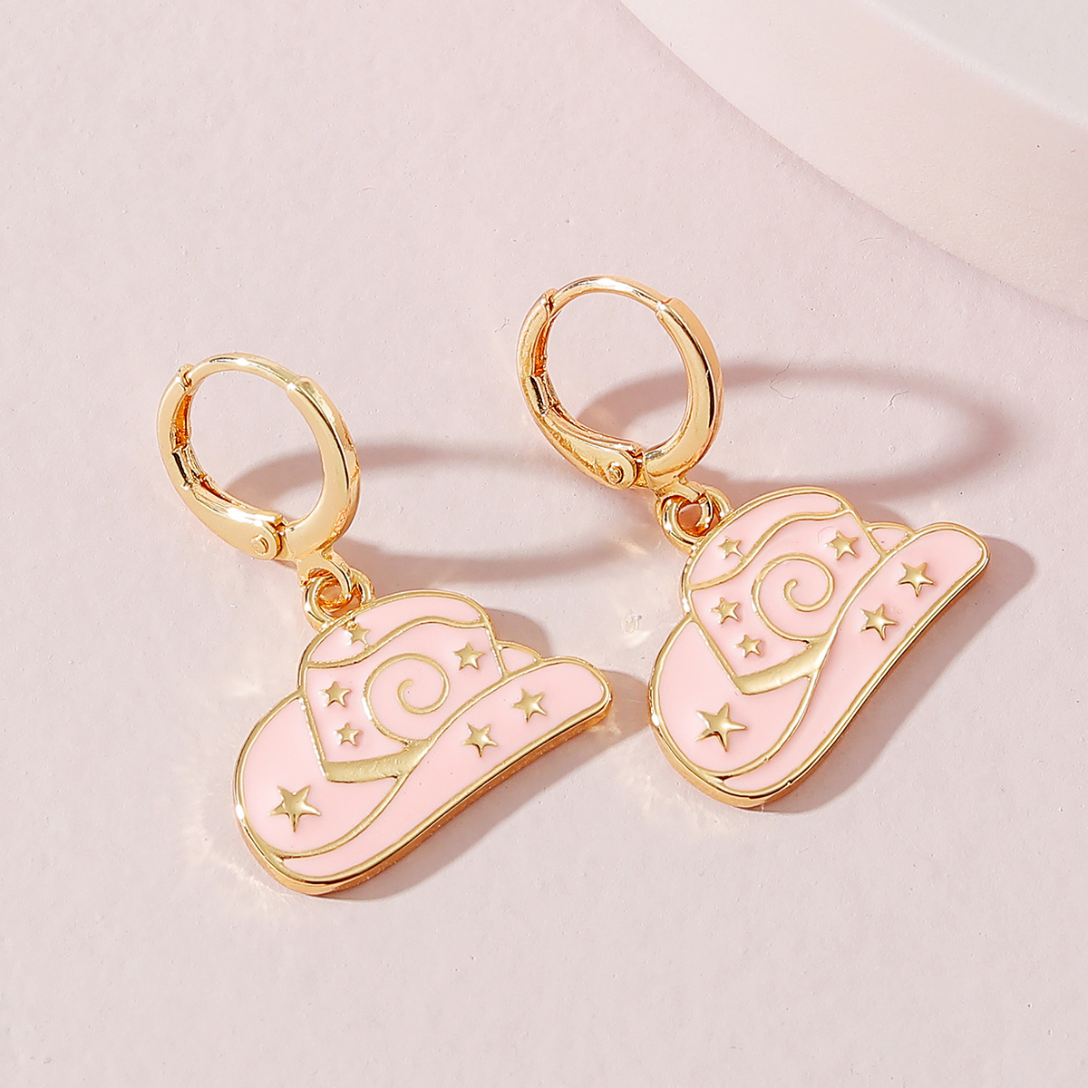 青岛黛薇欧美ins时尚饰品直播货源y2k粉色滴油西部牛仔帽子耳环