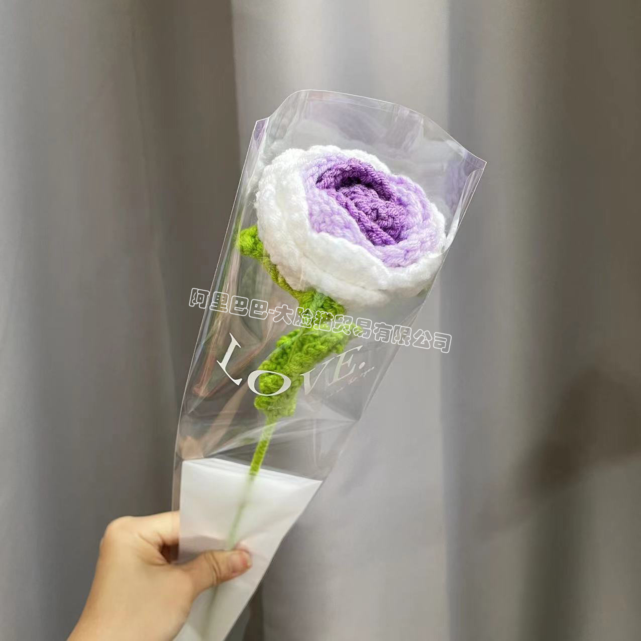 Finished Hand-Woven Rose Artificial Flower Woven Handmade Flowers Diy Wool Woven Homemade Crochet Bouquet