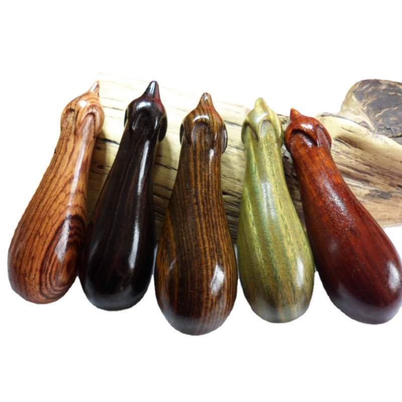 紫光檀手把件茄子红木手捻木质手把件手捻挂饰地摊好货源批发