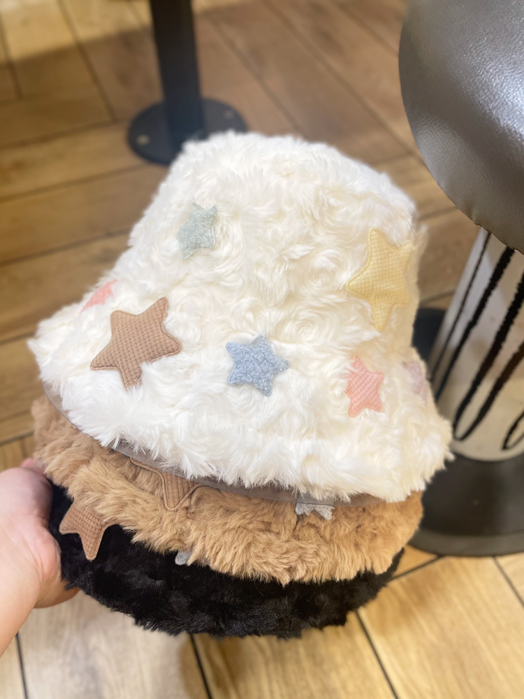 cute white plush xingx bucket hat children autumn and winter thick warm lamb bucket hat sweet girl make your face look smaller