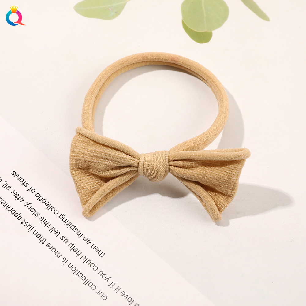 Japanese and Korean Fashion Candy-Colored Headband Basic Style Bow Seamless Hair Band Simple Ponytail Rubber Band