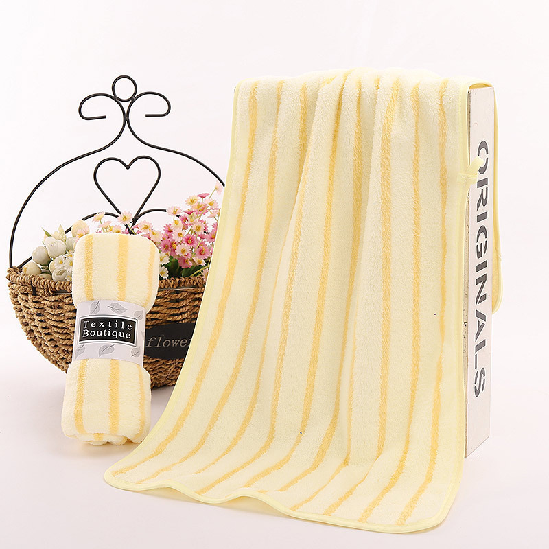 Factory Direct Sales Thickened Coral Fleece Vertical Striped Towel 35*75 Household Daily Use Face Cloth Absorbent Lint-Free