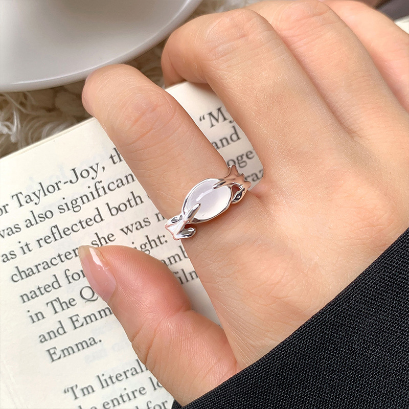 Zhiyun French Style 925 Sterling Silver Ring Female Ins Personality Affordable Luxury High-Grade Ornament Stone Open Ring Does Not Fade