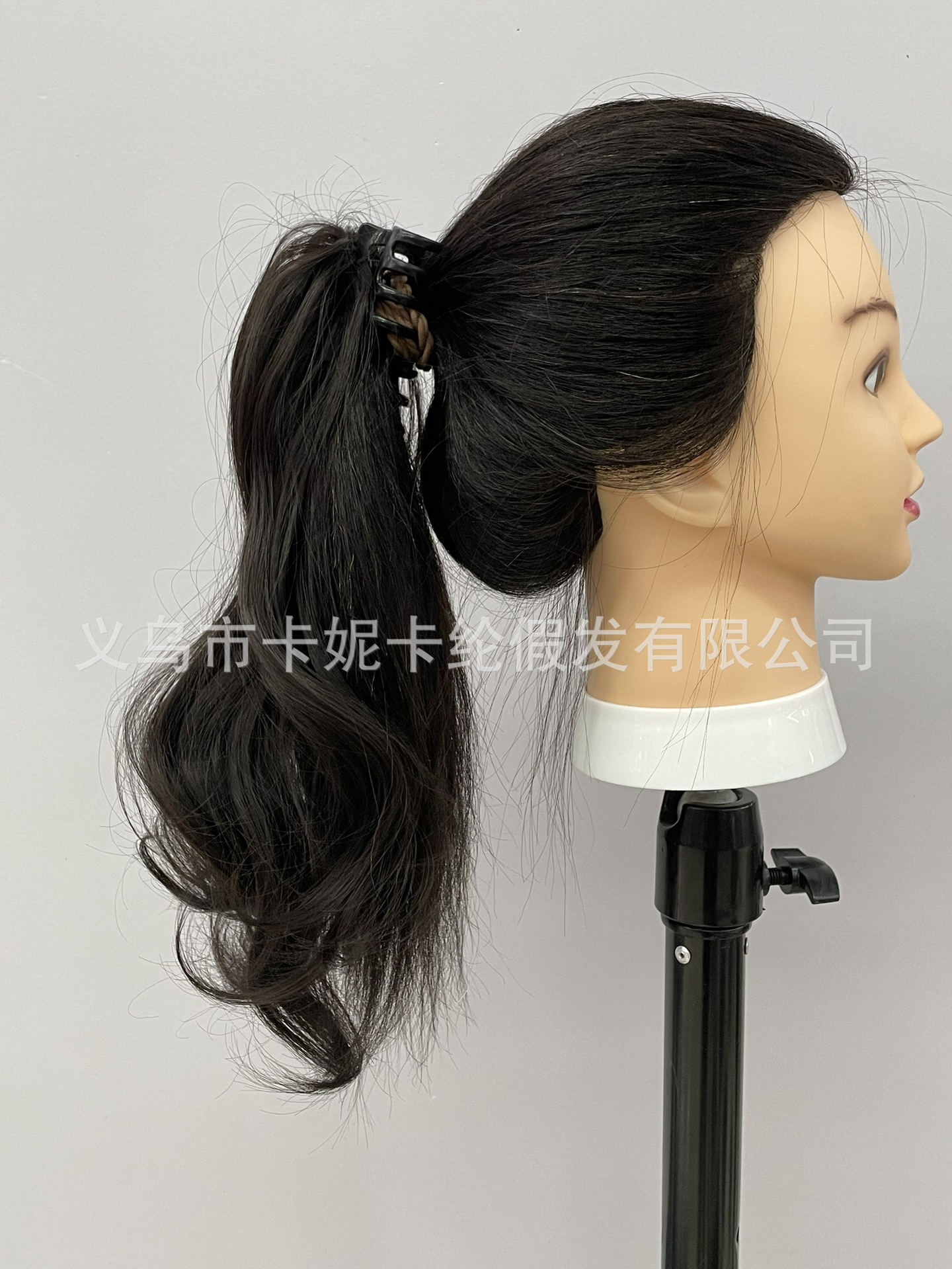 newloo female micro-roll fashion black big wave gripper water ripple gradient pear flower roll long curly hair fake ponytail