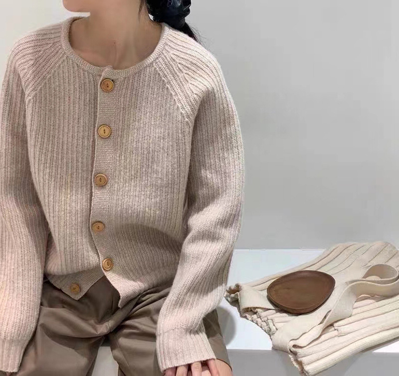 2023春秋毛衣女插肩袖针织开衫外套外穿日系宽松学生韩版短款