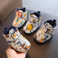 新生儿保暖棉鞋冬季加绒软底0-1岁宝宝步前鞋防掉学步鞋 一件代发