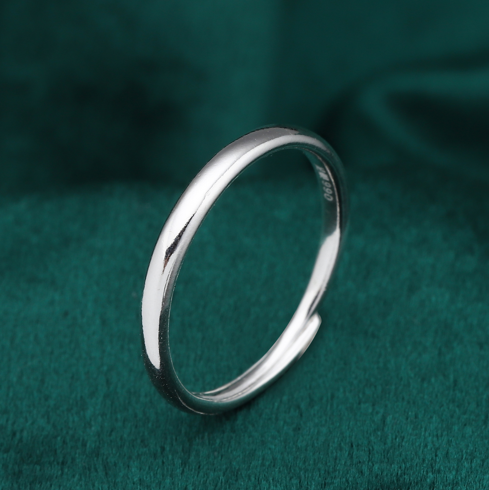 足银990光面素圈戒指女网红ins简约个性圆圈指环光面气质关节戒