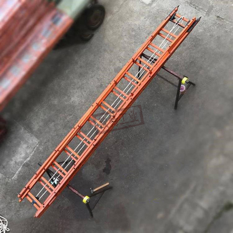 伸缩式绝缘消防拉梯竹质二节拉梯轻型登高灭火梯灭火救灾挂钩梯