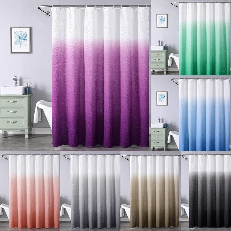 Factory Wholesale Composite Foaming Polyester Waterproof and Mildew-Proof Shower Curtain Bathroom Punch-Free Partition Shower Curtain Set