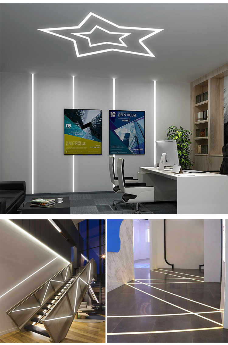 led硅胶灯带线条灯嵌入式12v/24v低压防水柔性线性氛围灯条线型灯