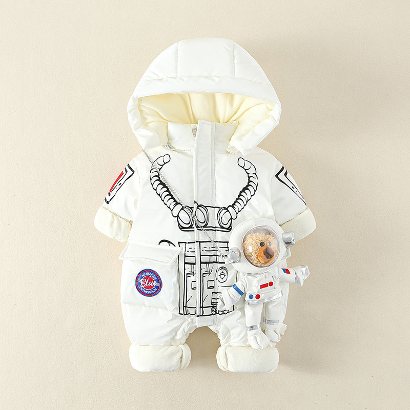 Internet Celebrity Baby Siaman Clothes Down Jacket Baby Thickened Bear Climbing Clothes Newborn Winter Clothes Going Out Hooded Clothes image