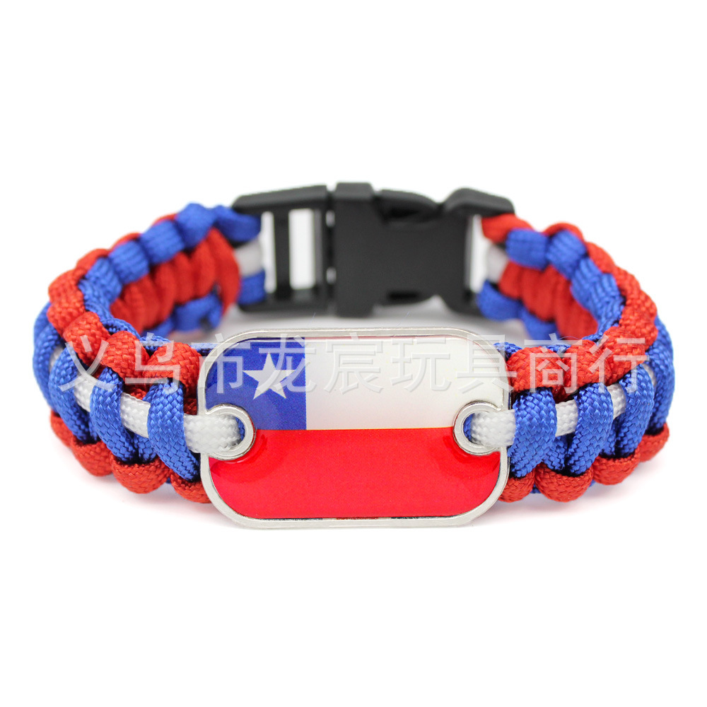 Supply World Cup National Flag Bracelet British National Flag Parachute Cord Woven Bracelet Outdoor Life-Saving Bracelet