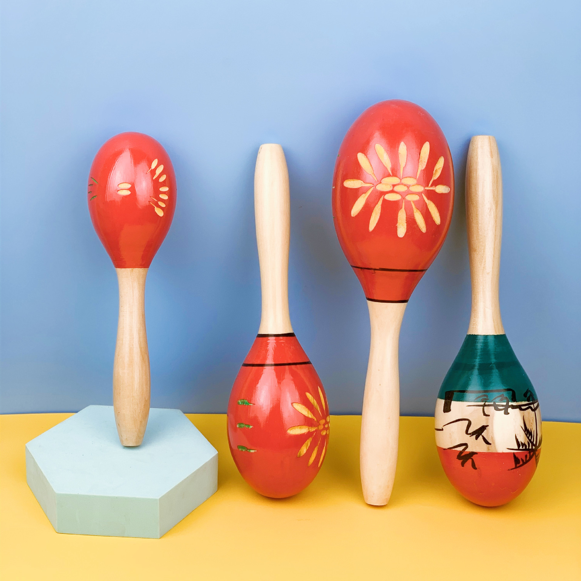 25cm大号木质椰树沙锤 刻花沙锤奥尔夫乐器儿童打击乐器 砂球