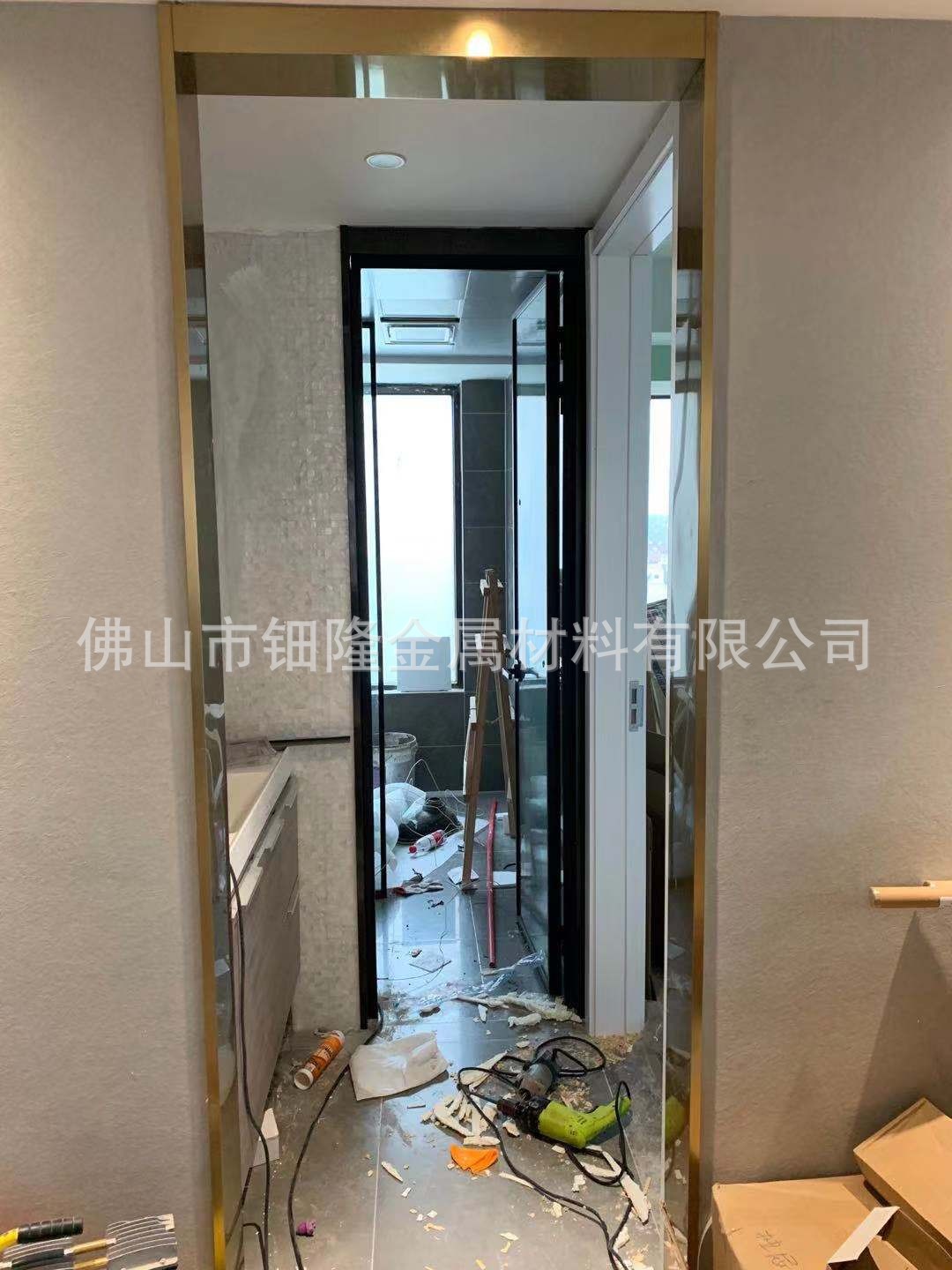 不锈钢哑黑色门 收边极窄垭口 阳台 包边装钛金条 不锈钢门套