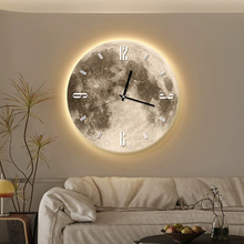 月球钟表挂钟客厅装饰画网红时尚2024新款感挂画创意时钟壁灯