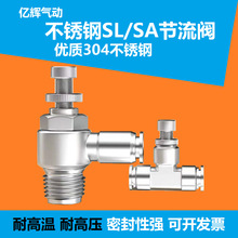 304不锈钢气动气管快速接头调速阀节流阀SL6-01/8-02/10-03/SA8