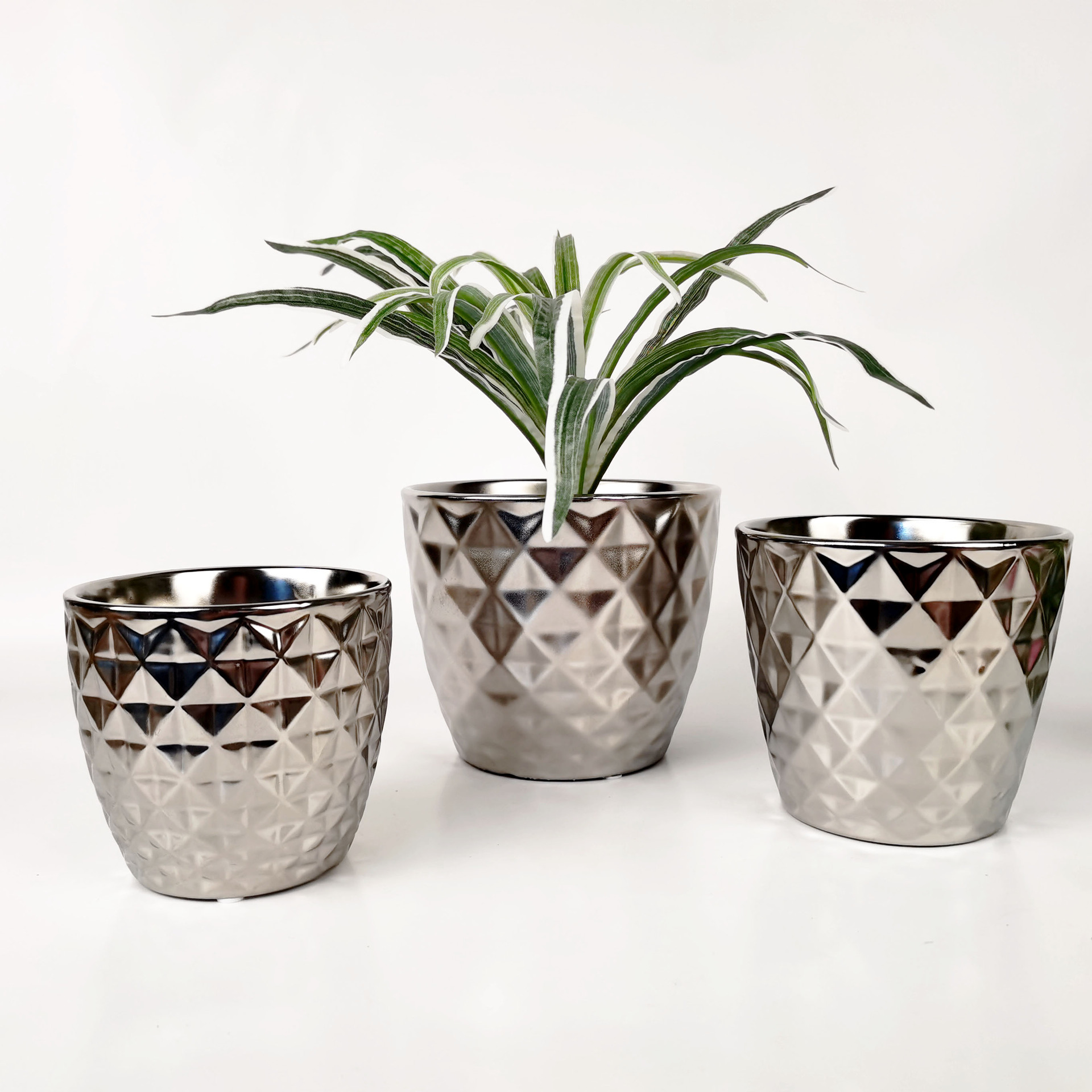 蝴蝶兰花盆北欧ins电镀花盆个性陶瓷托盘轻奢摆件兰花种植盆批发