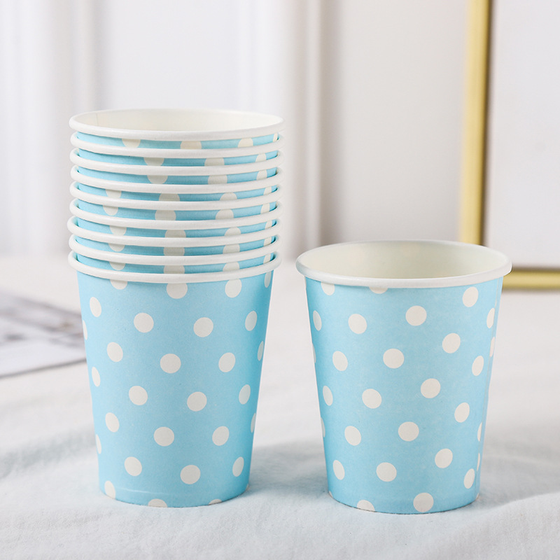 Disposable 250ml Birthday Party Colorful Dot Paper Cup 9 Oz Dot Paper Cup Party Supplies In Stock Wholesale