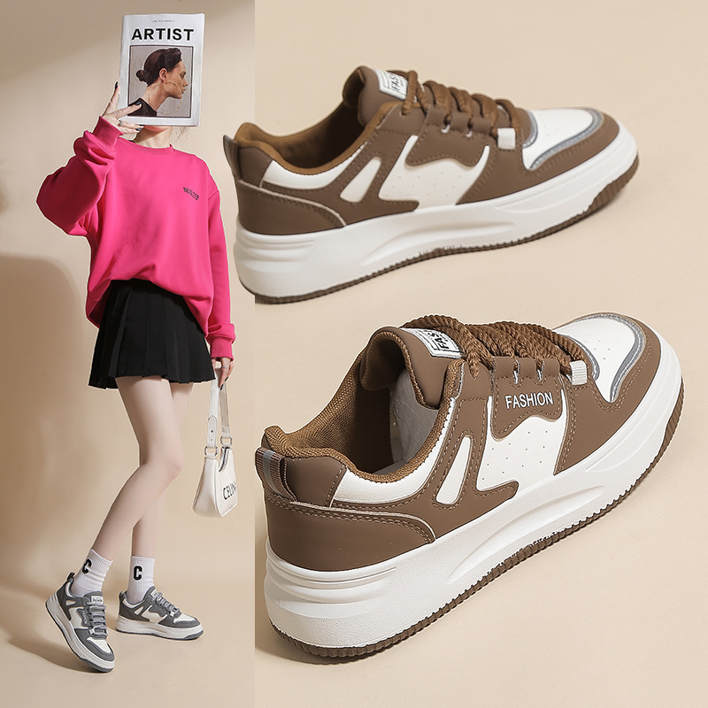 2024 spring new girl student shoes white shoes casual sneakers versatile trendy pumps korean style small platform