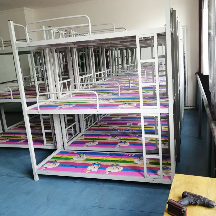 上下床批发午托床 学生架子高低床 厂家货源员工宿舍三层铁床